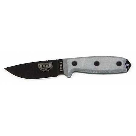 Esee Knives 2023 Esee 3, Black Blade, Plain Edge, No Sheathing ESE-ESEE-3P-KO